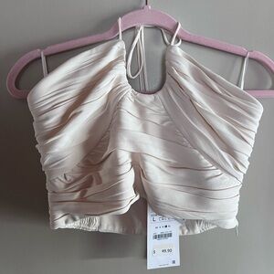 ZARA SATIN CROP HALTER TOP